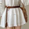 Ethnic Style Brown Leather Waist Belt for Women's Dress Decoration - Ideal for Desert Tourism & Northwest Travel Outfits