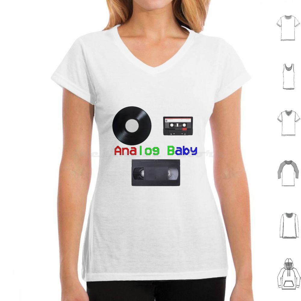 Analog Baby T Shirt Cotton Men Women DIY Print Vhs Cassette Vinyl Records Cassette Tape Analog Vhs Tapes Vinyl Record Retro 80s