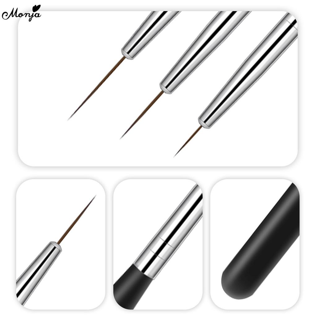 monja 3 шт./компл. кисти для ногтей, французские полоски, линии, лайнер, узор, салон, сделай сам, кисточка для рисования, ручка, инструмент для дизайна маникюра