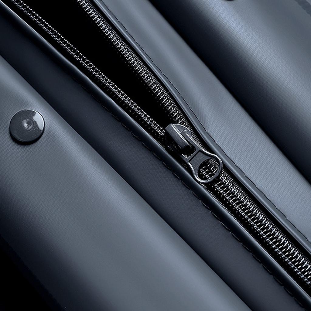 2 Pieces Raincoat Suit with Hat Waterproof Reflective Strip Split Rain Jacket Pants Set for Men Black L