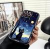 Чехол для телефона с рисунком «Звездная ночь» и черным котом для Samsung S25 S24 S23 S22 S21 S20 FE Ultra Plus 5G, силиконовый чехол