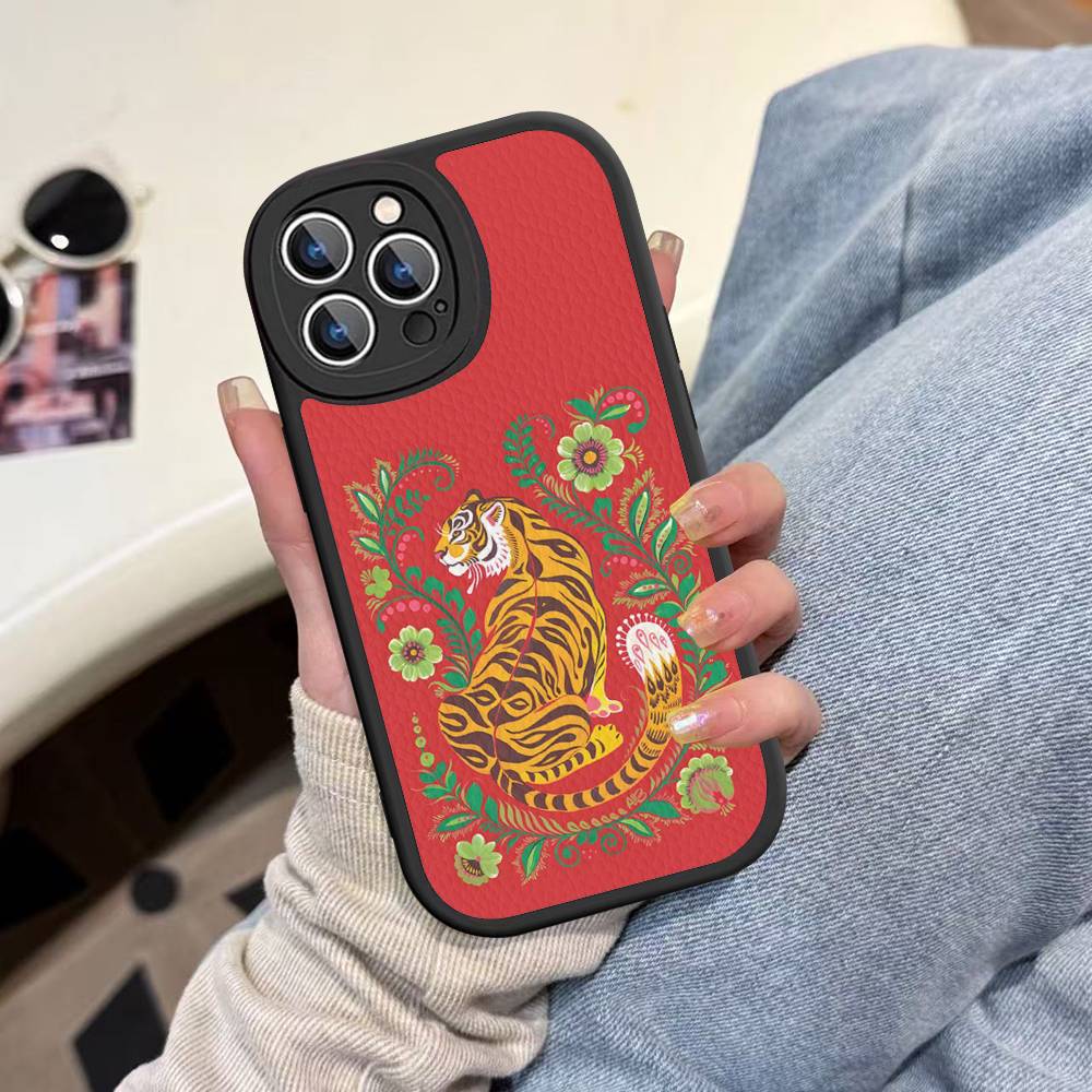 Красочный абстрактный тигр, леопард, змея, тропические джунгли Чехол для телефона для IPhone 16 15 14 11 12 13 Pro Max Plus Задняя кожаная крышка
