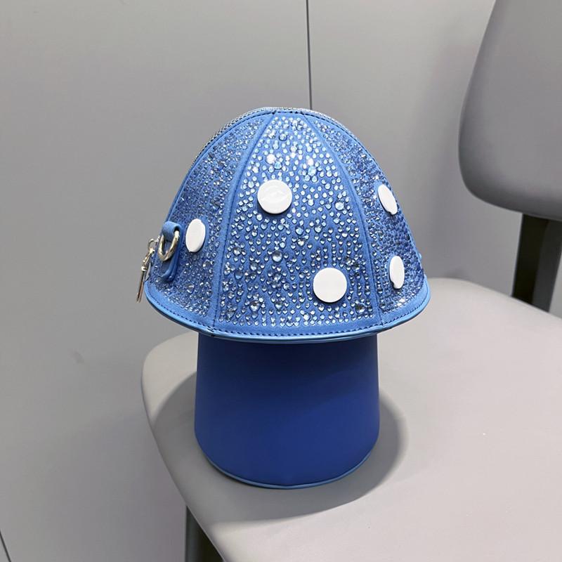 2025 Luxury Fashion Designer Women Mushroom Shaped Rhinestone Clutch Femme Crystal Crossbody Shoulder Bag Funny Shiitake Handbag