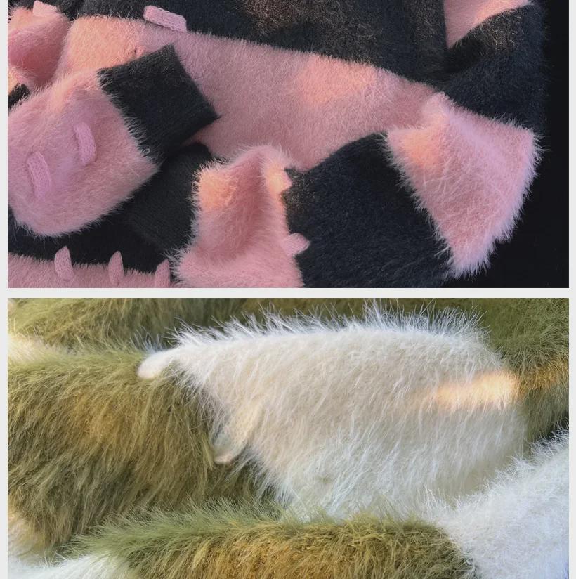 Мужской полосатый свитер из японской клеевой норки на осень/зиму — уютный и ленивый дизайн