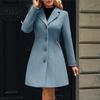 Women Casual Coat Notch Lapel Collar Long for Women, Sleeves Single Breasted Coats Blazer Jacket, Slim Fit Solid Color Outerwear Fall Winter