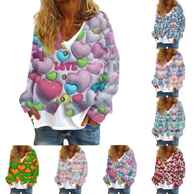 Женская модная короткая куртка, повседневная, с длинными рукавами, с принтом ко Дню святого Валентина, однобортный плюшевый топ