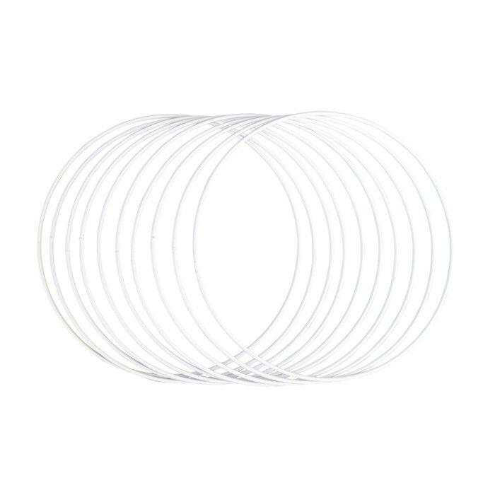 Anneaux En Métal, Revêtus, 20cm Ø, Blanc, Boîte 10 Pces