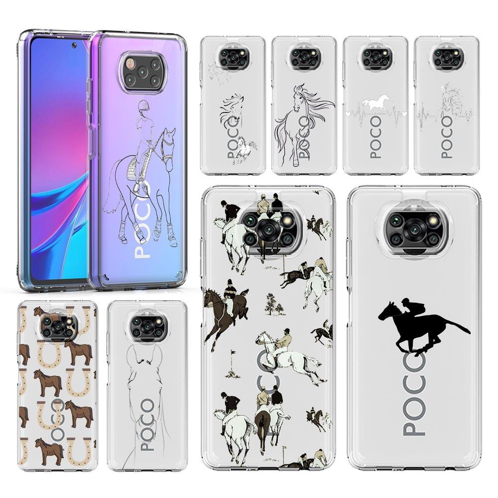Phone Case For Xiaomi Poco X6 X5 NFC X3 F6 F5 Pro F4 F3 M3 14 13T 12T 12 13 Lite 11 Mi 5G Clear Cover Animal Art Horse