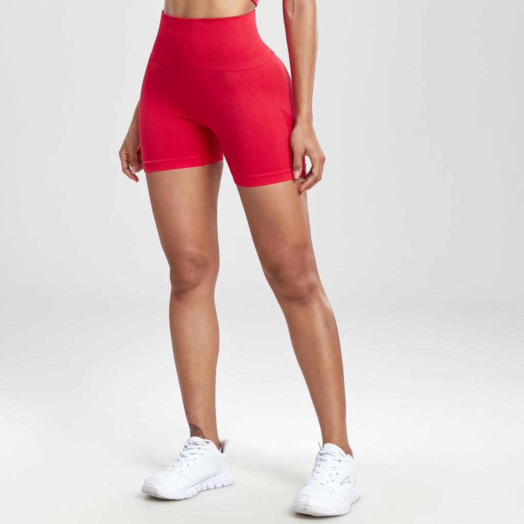 Бесшовные велосипедные шорты с высокой талией и эффектом лифтинга бедер - Женские трехточечные однотонные брюки для йоги и фитнеса