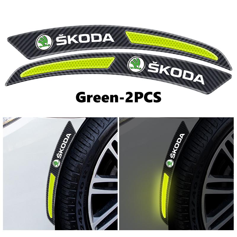 Cycr3 Для Skoda Углеродное волокно Наклейка на колесо автомобиля, накладка на крыло, светоотражающие полосы, предупреждающая полоса-защита Octavia Superb RAPID FABIA