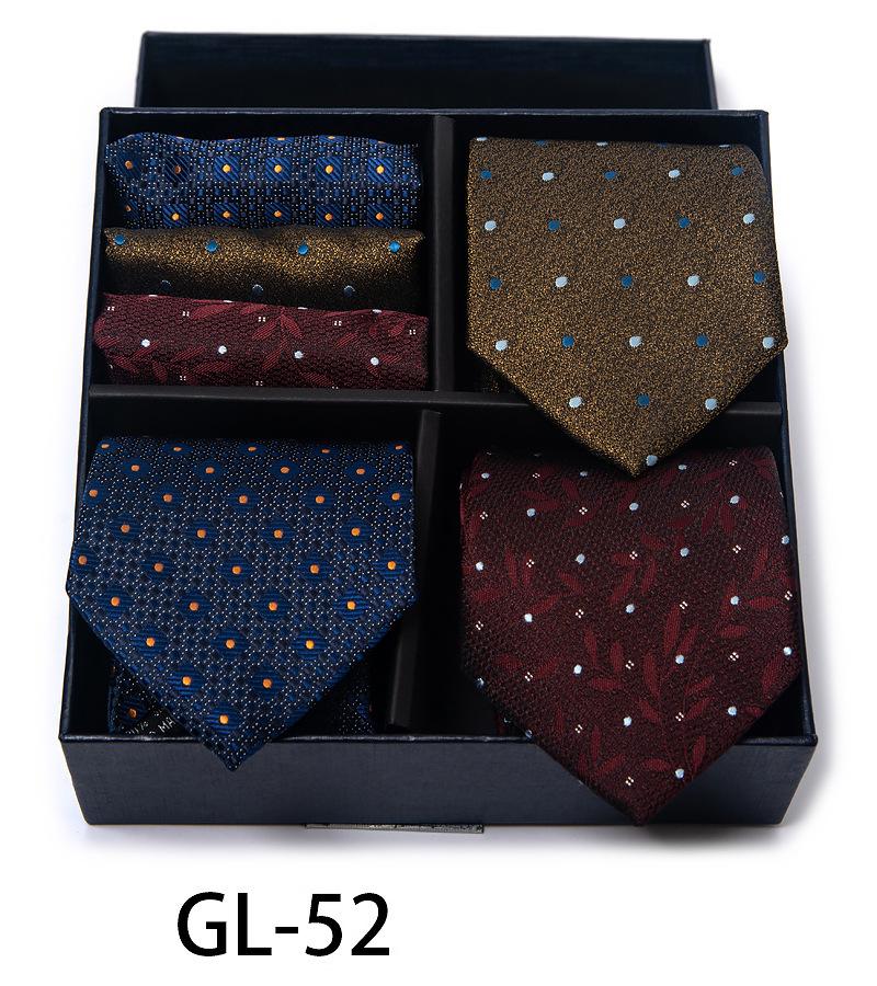Men'S Gift Box Set Tie Fashion Business Net Color Jacquard Tie Square Scarf