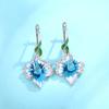 Huitan Handmade Blue Flower Drop Earrings for Women Creative Enamel Design Aesthetic Female Ear Accessories Party Trendy Zircon