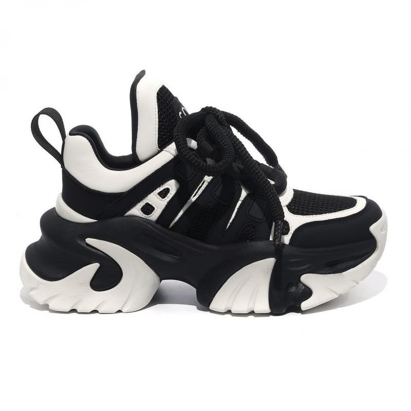 Кроссовки на толстой платформе, толстая подошва, дышащая женская повседневная обувь, на шнуровке, женская мода, весенняя обувь для прогулок на открытом воздухе 2024 г.