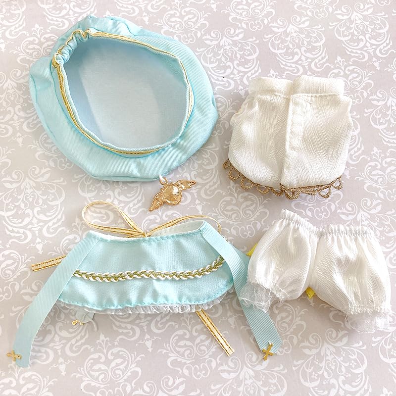 Beret, Cape, Shirt, and Pants 4-Piece Set for 10-15cm Plush Dolls, Blue [Used]