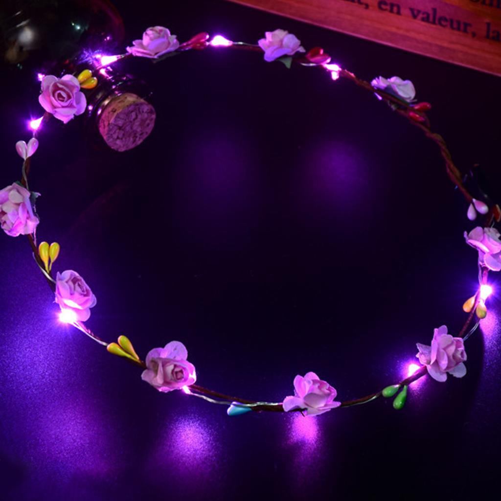 Гавайи Светодиодная светящаяся повязка на голову Искусственный цветок Светящийся Венок Корона Свадебная повязка на голову Женская Девичья Головной убор