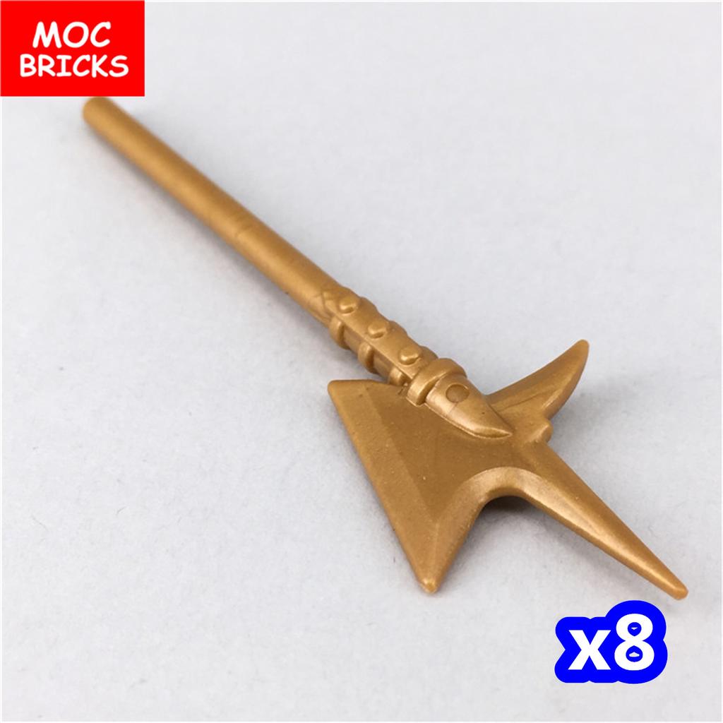 MOC Кубики Средневековые Рыцари Рим Оружие Золотой Меч Щит Копье Алебарда Шлем Фигурка Образовательный Строительный Блок Подарки