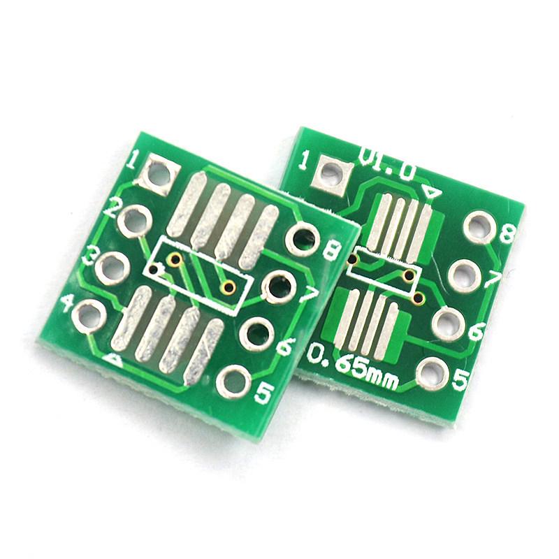 SOP8 SMD to DIP Adapter Board with SSOP8/TSSOP8 Compatibility, 0.65/1.27mm Pitch, Includes Pin Headers