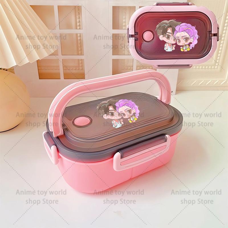 KPop Demon Hunters Portable Bento Lunch Boxs Girl Boy Compartment Fruit Food Boxs Microwave Lunch Box Picnic Fresh Box Gift