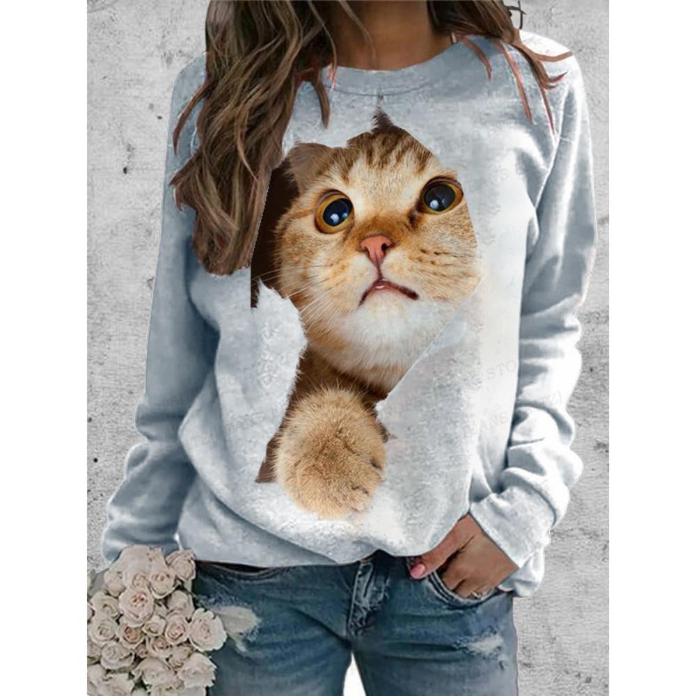 Забавные кошачьи толстовки с принтом животных и уток 3D для женщин, осенняя новая уличная одежда с капюшоном с круглым вырезом, пуловеры 2000 года, топы Harajuku для женщин