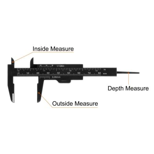 uxcell Mini Plastic Calipers, 80mm Vernier Calipers, Sliding Gauge, Portable Ruler Measuring Tool, Metric/Inch, Black, 10 Pieces