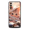 Мультяшный милый кот Арт мода Чехол для телефона Для Samsung Galaxy S25 S24 S23 FE S22 Ultra S20 S21 5G S10 Plus S10E Мягкий черный чехол