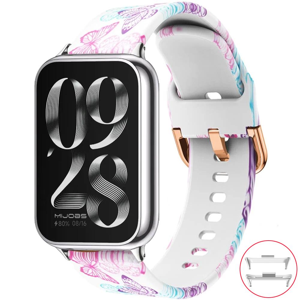 Печатный ремешок для Xiaomi Mi Band 8 9 Pro MiBand 8 Запасной силиконовый ремешок для умных часов Браслет correa Redmi watch 4 5 6 Ремешок