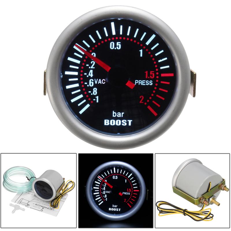 Dynoracing 2''52MM Turbo Boost Gauge 3 BAR Механический Белый Светодиодный Boost Gauge Дымчатая линза Датчик Boost BX101537