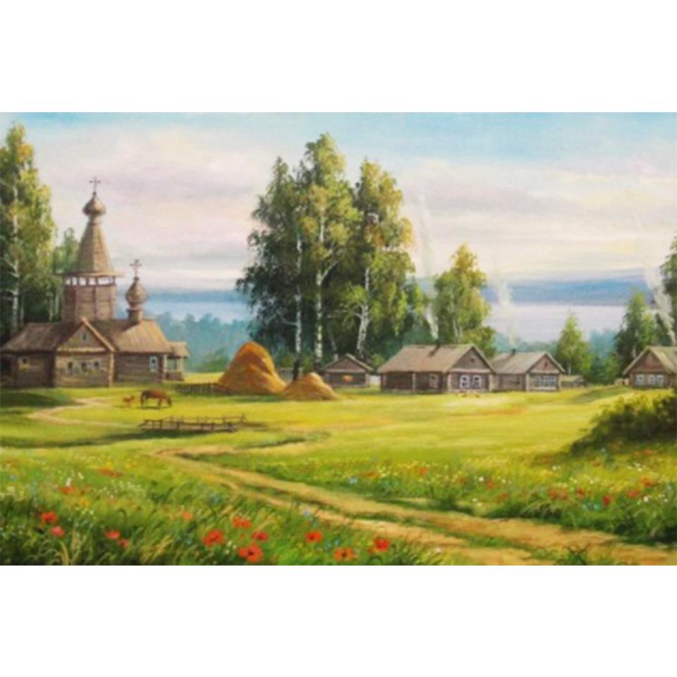 5D DIY Diamond Painting Pastoral Scenery Rhinestone Picture Full Round Full Diamond Embroidery Gift Mosaic Home Decoration Kit