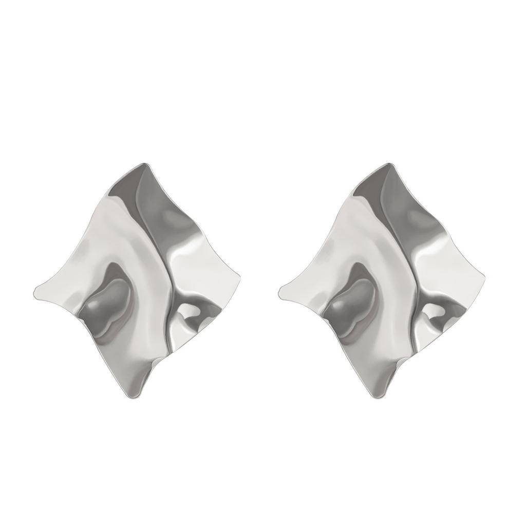 Simples Personality Pleated Tides Earrings Geometric Irregular Exaggerated Mirror Temperament Large Earrings Female