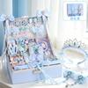 Elsa Princess Jewelry Box Set With Crown Hair Accessories Girls Ages 3-10 Plastic Hairband Hairpins Gift