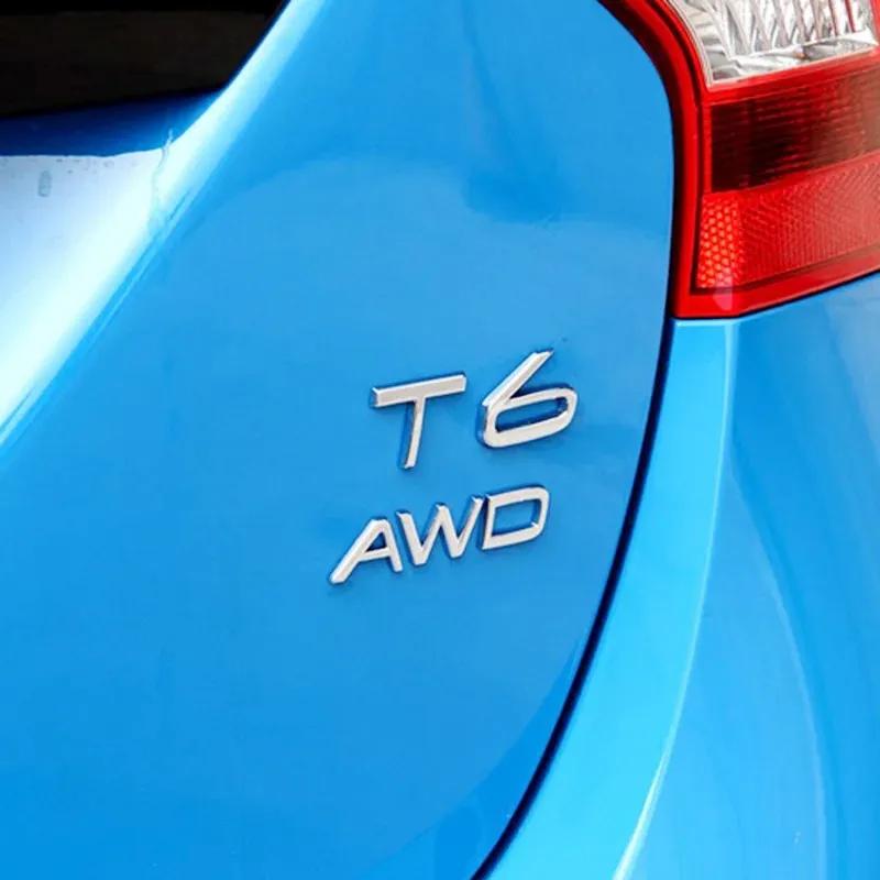 3D Металлический Логотип T5 Значок T6 Буквы AWD Значок на Багажник Автомобиля Для S60 C30 850 S40 V40 V70 XC60 V50 S70 C70 V90 T5 T6 AWD Наклейка