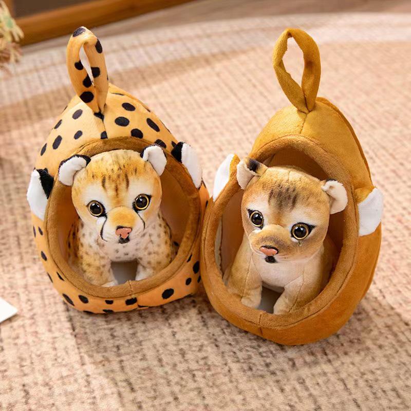 Мягкие игрушки для животных зоопарка: Куклы Тигр, Жираф, Леопард и Лев — Идеальный подарок для детей