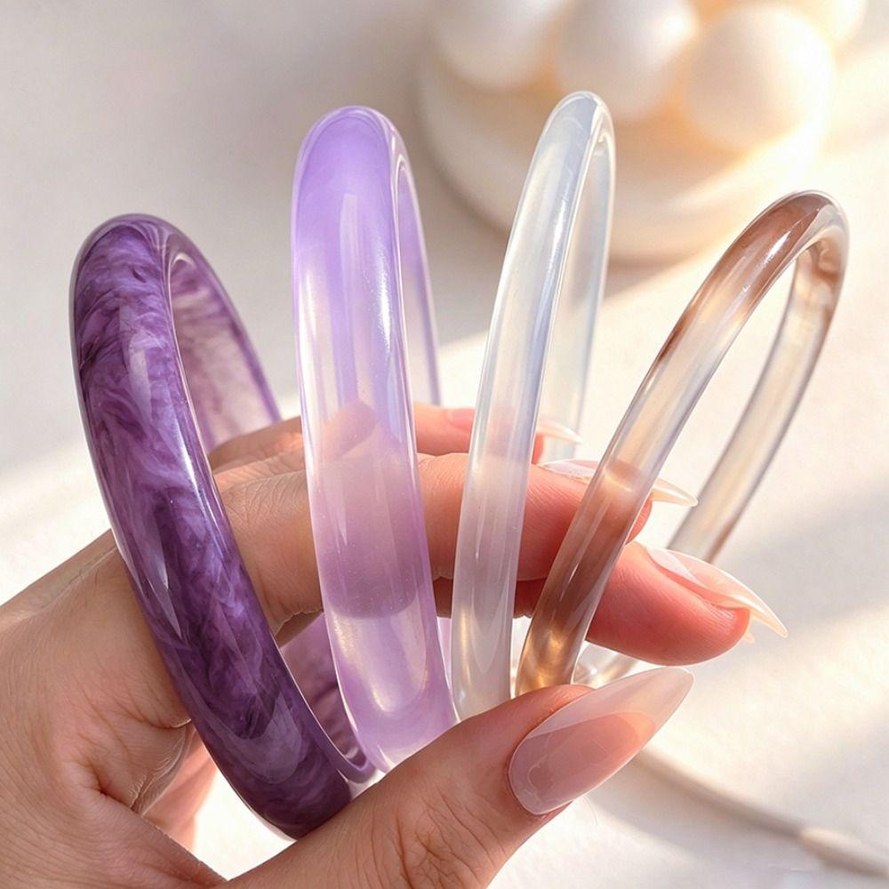 4Pcs/Set Resin Bangle Stackable Boho Bracelets Fashion Geometric Bracelets Women
