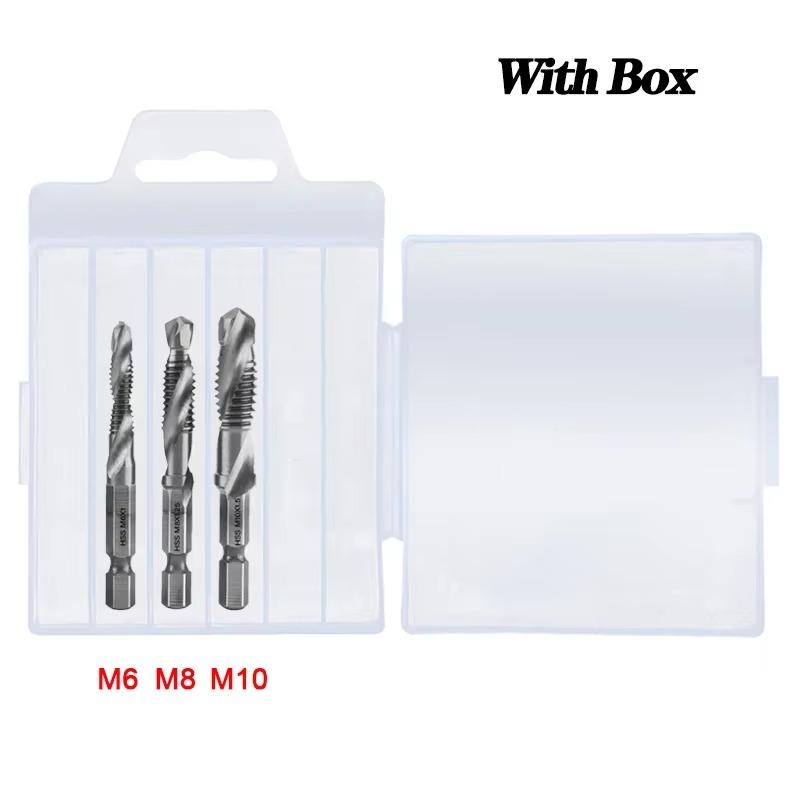 Набор комбинированных сверл-метчиков из титана - Метрическая резьба M3 M4 M5 M6 M8 M10 Метчики Инструмент для нарезания резьбы Сверление зенковкой