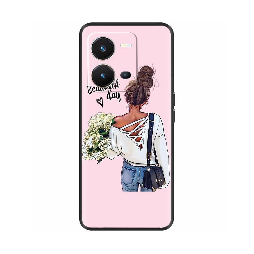 Cute Silicon Phone Case For Vivo X80 Lite 5G Case 2022 Black Silicone Soft TPU Back Cover for vivo X80 Lite X80Lite Bumper Capas