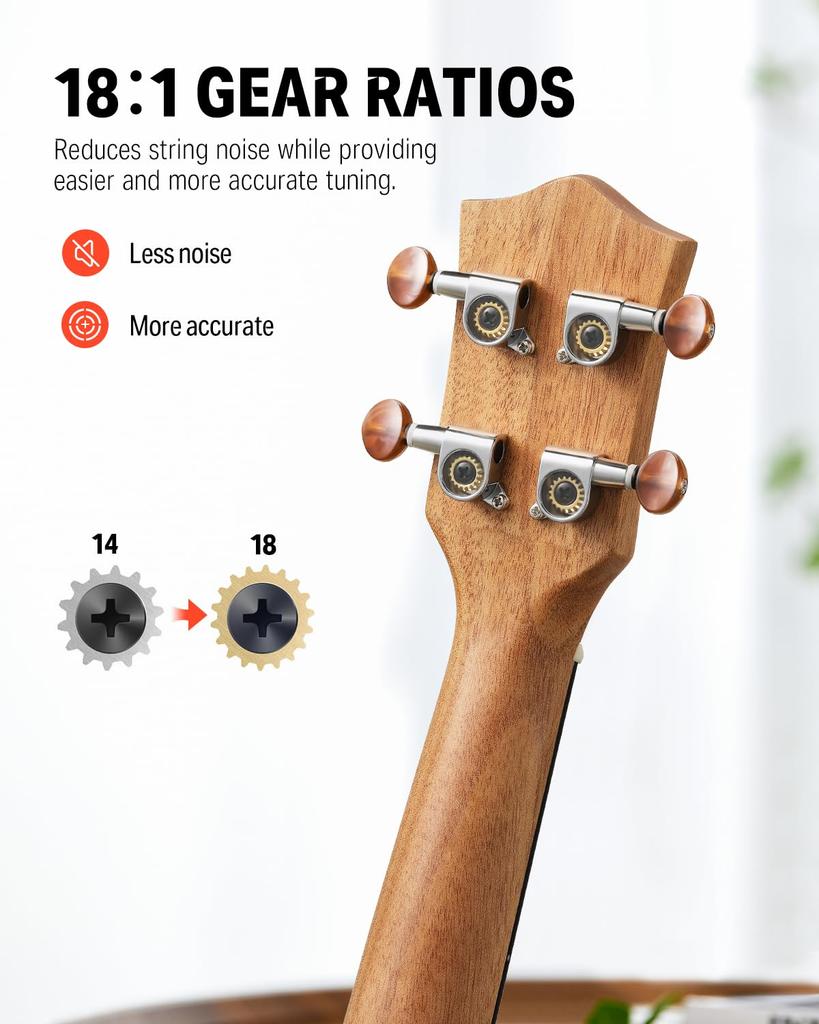 Donner Ukulele Beginner Тщательно отобранный набор из 23 бесплатных запасных медиаторов для укулеле, дерево, дюймы, концертный, уроки, струны, сумка, тюнер, ремень, DUC-200