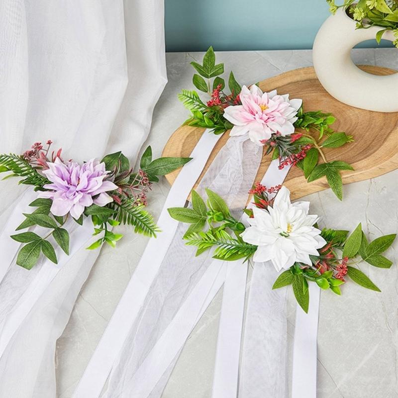 Wedding Ceremony Chair Back Flowers Elegant Wedding Chair Back Flower Embellishment Decorative Flowers for Aisle