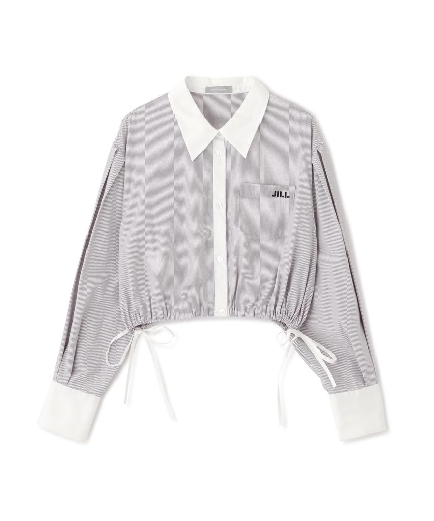 Jill by Jill Stuart Women's Gray Striped Waist Tie Shirt [Parallel Import]