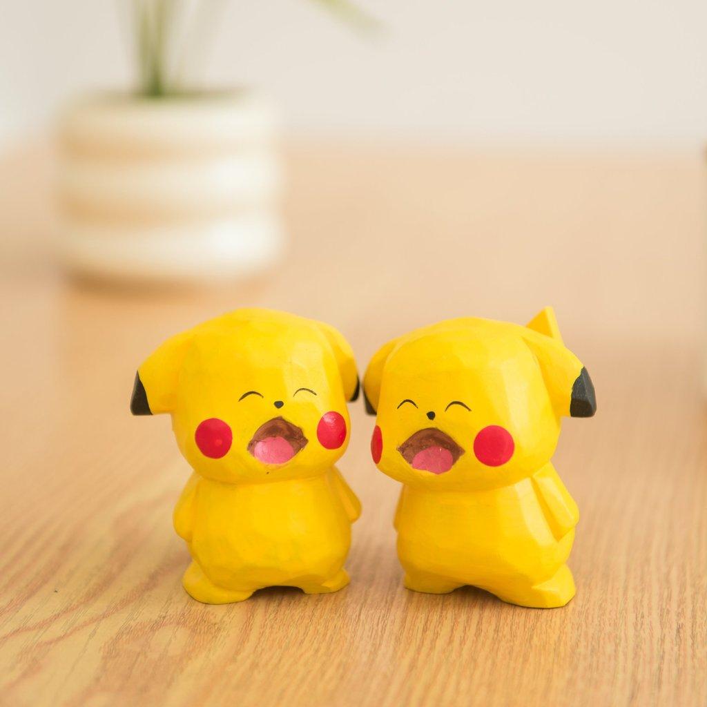 Pikachu Wooden Sculpture With Modern Minimalist Style For Desk Decor And Special Occasions