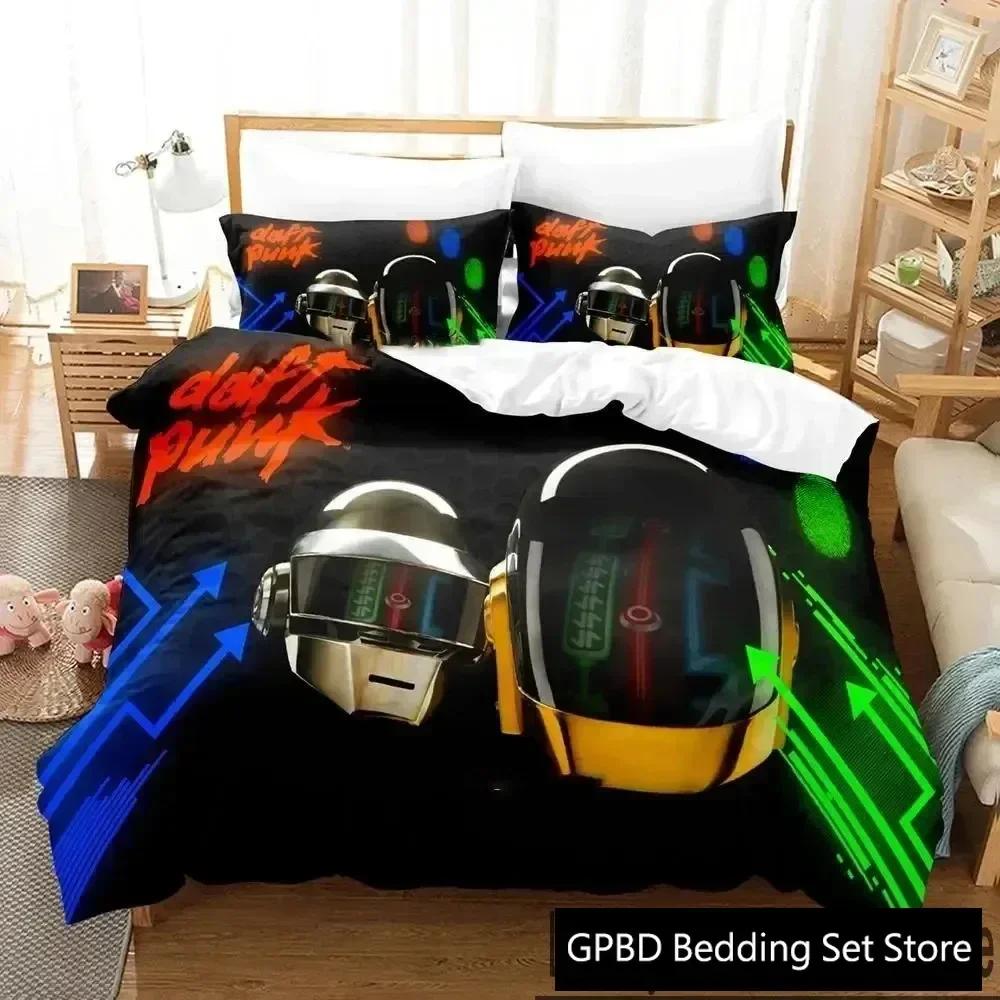 Luxury New 3D Print Daft Punk Bedding Set Duvet Cover Bed Set Quilt Cover Pillowcase King Queen Size Boys Adult Bedding Set