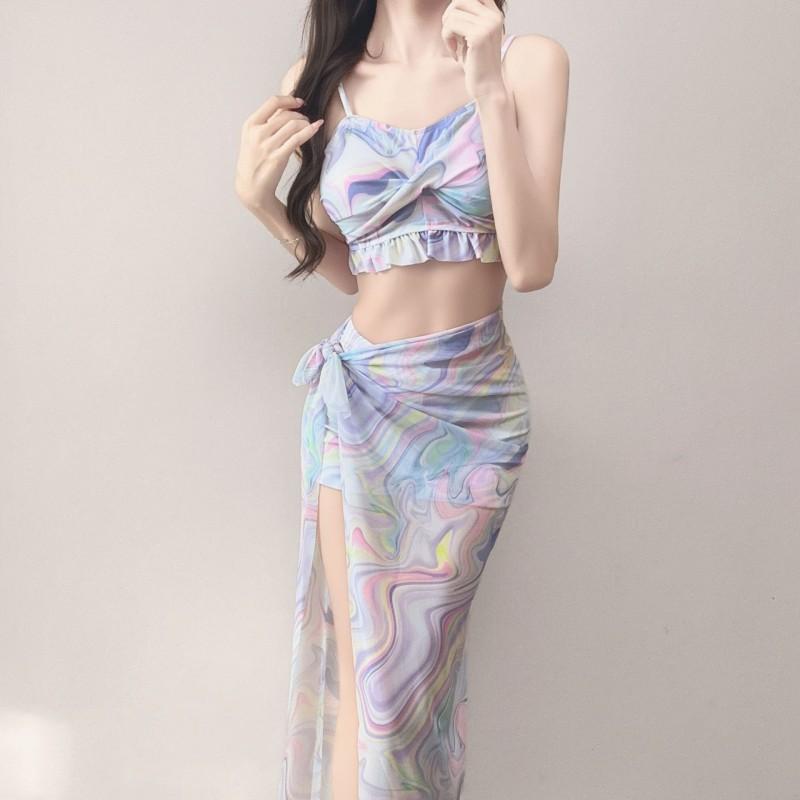 Split Swimsuit Women's Bikini Three-piece Seaside Vacation Conservative Belly Cover Slimming Hot