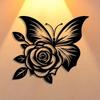 1pc Exquisitely Crafted: Butterfly Heart Rose Metal Sign, Halloween Abstract Art Christmas Elegant Design, Wall Artwork, Craft Sign Wall Decoration