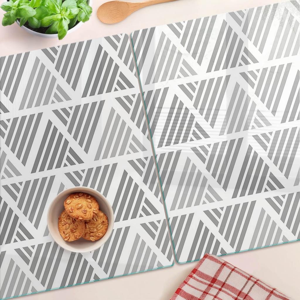 Stylish and Durable Glass Boards with Geometric Shapes Print 2x40x52 cm