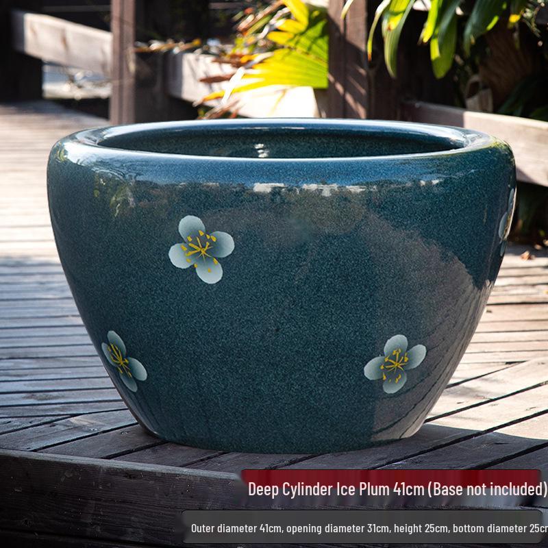 Jingdezhen Large Ceramic Goldfish & Water Lily Bowl for Courtyard