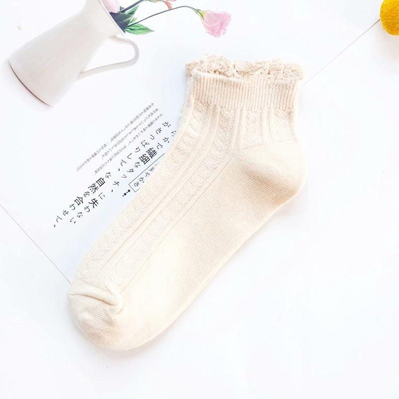 Корейские милые носки для женщин с кружевными оборками, мягкие хлопковые носки для пар студентов