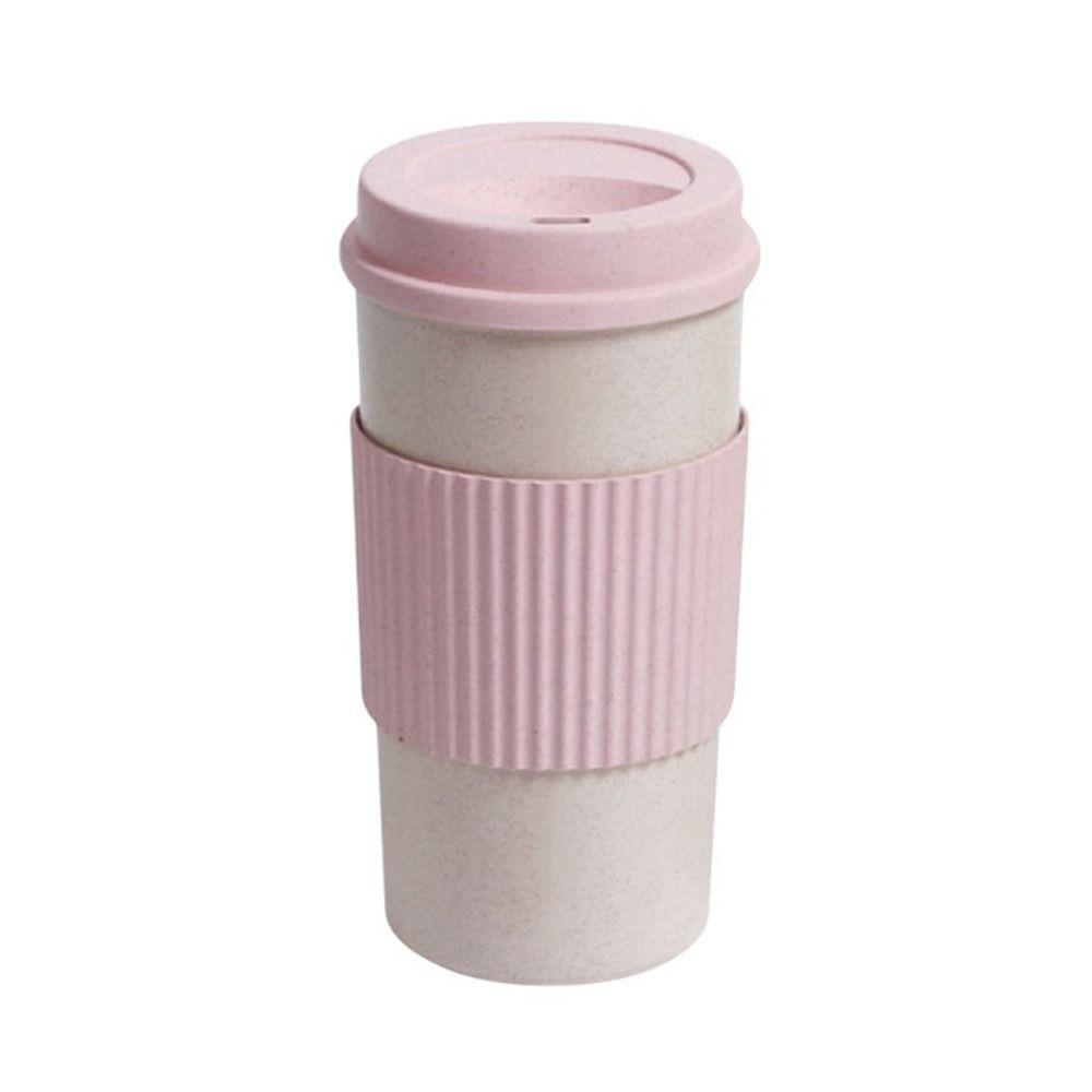 Camping Outdoor Eco-friendly Portable Wheat Straw with Lid Drinkware Tumbler Cup Tea Cup Coffee Mug