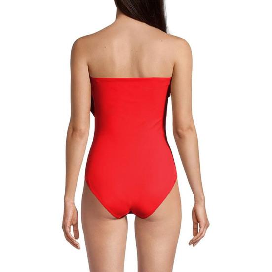 Женский монокини бандо без рукавов с 3D цветочным декором, цельный купальник однотонный, с открытой спиной, быстросохнущий