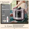 Midea 5L Electric Pressure Cooker with Double Pots, 1000W CN plug (adapter included)