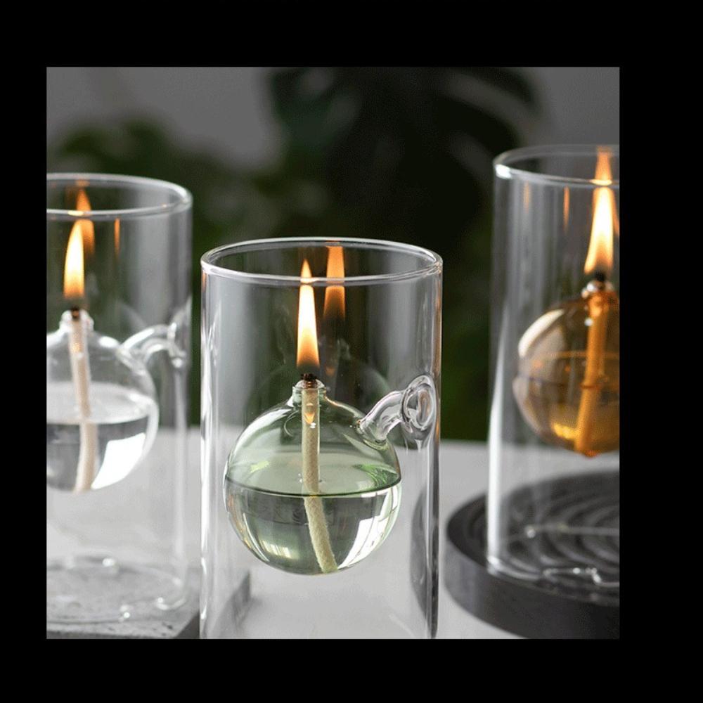 Creative Glass Oil Lamp Candle Holder Home Restaurant Candle Warmer Table Top Items Ornament Candlelight Romance Decorative Gift