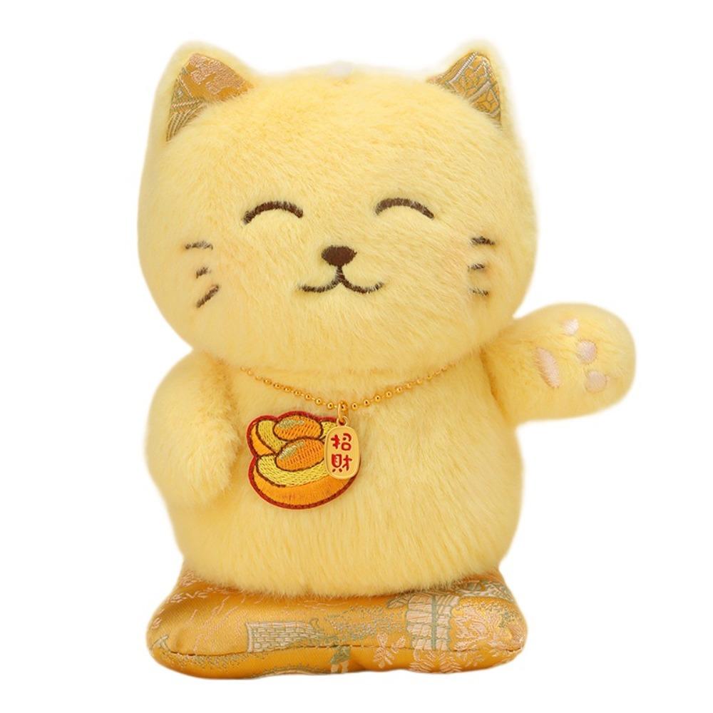 With Necklace Plush Lucky Cat Ornament Fluffy Lucky Cat Stuffed Doll Kids Birthday